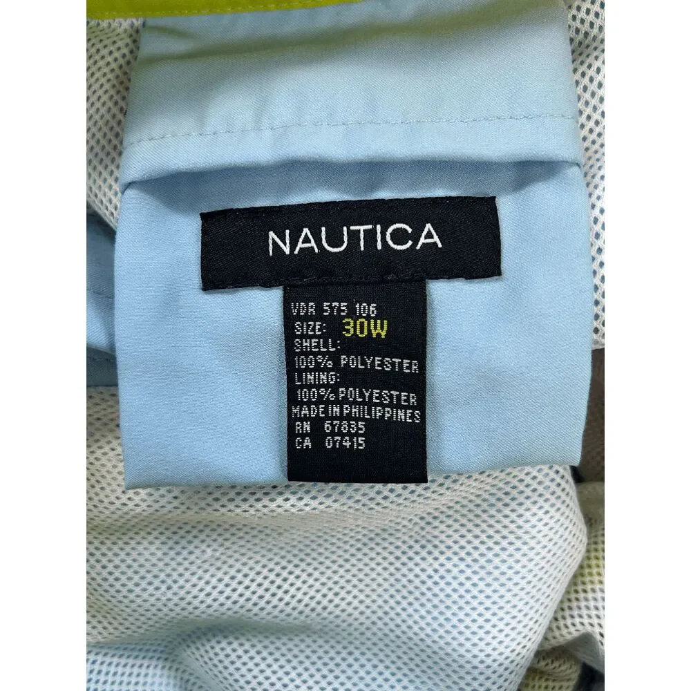 Men's Nautica Swim Trunks/Shorts Size 30W Blue/Green Mesh Lined, Pockets